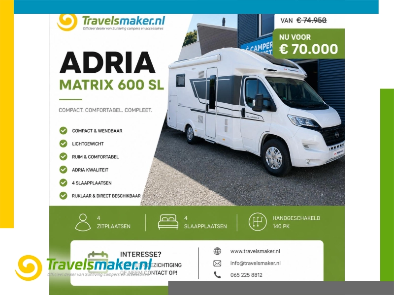 Adria Matrix 600 SL Lengtebed/Hefbed/Tv/Accu