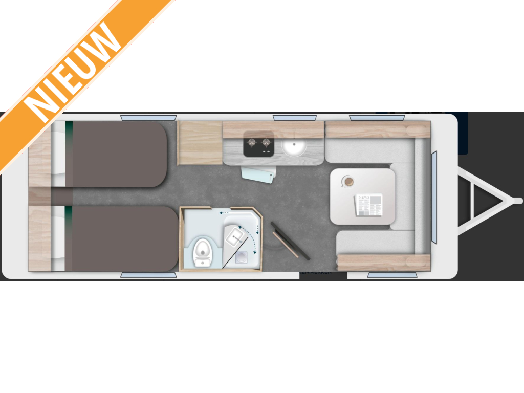 Caravelair Exclusive Line 542 MODEL 2026, ENKELE BEDDEN