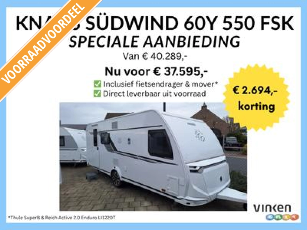 Knaus Sudwind 60 Years 550 FSK INCL MOVER EN FIETSDRAGER