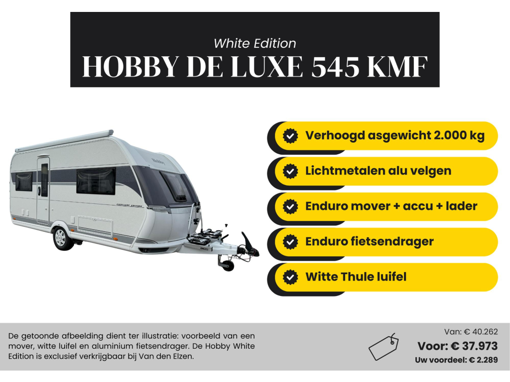 Hobby De Luxe 545 KMF White Edition Actiepakket