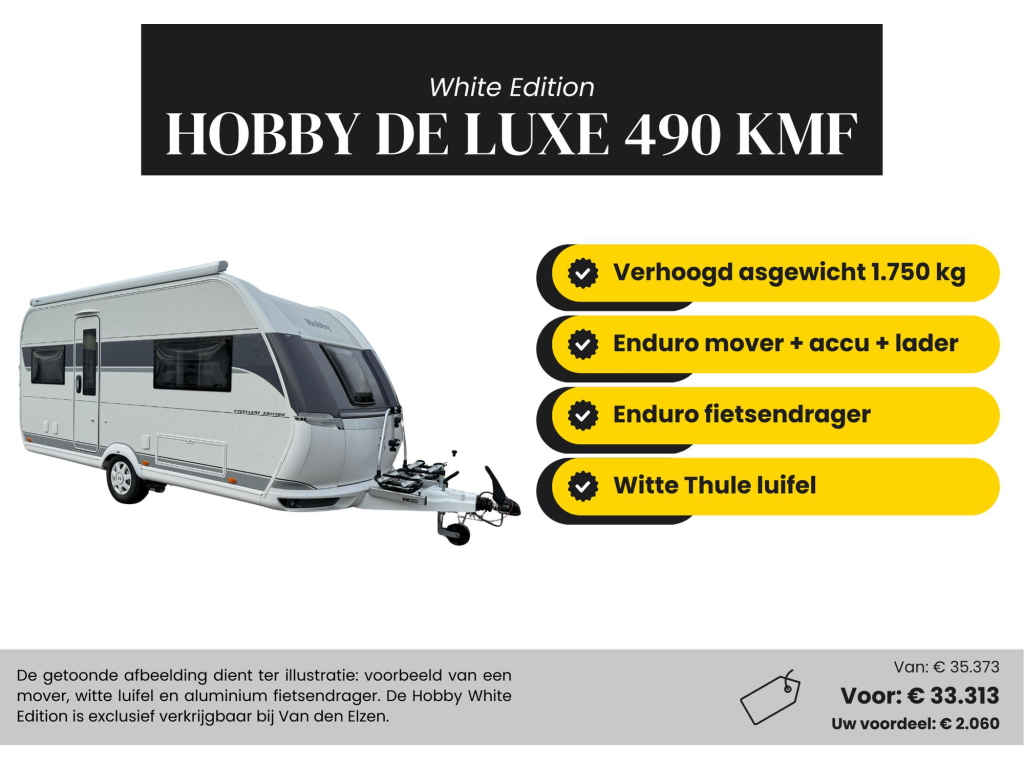 Hobby De Luxe 490 KMF White Edition Actiepakket