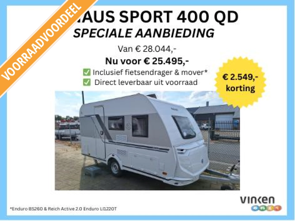 Knaus Sport 400 QD INCL MOVER EN FIETSDRAGER