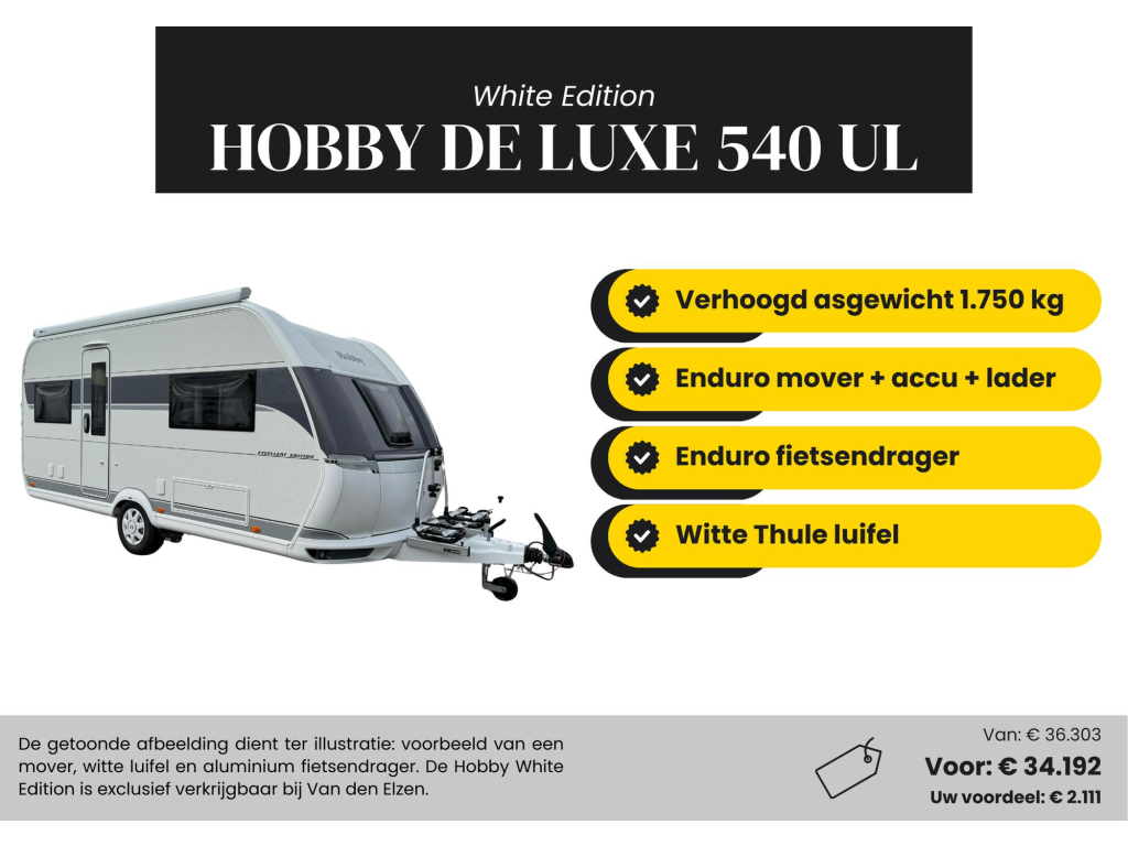 Hobby De Luxe 540 UL White Edition Actiepakket