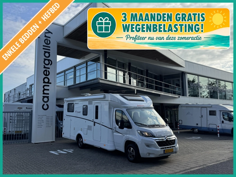 Dethleffs Just 90 T 7052 ENKELE BEDDEN+HEFBED
